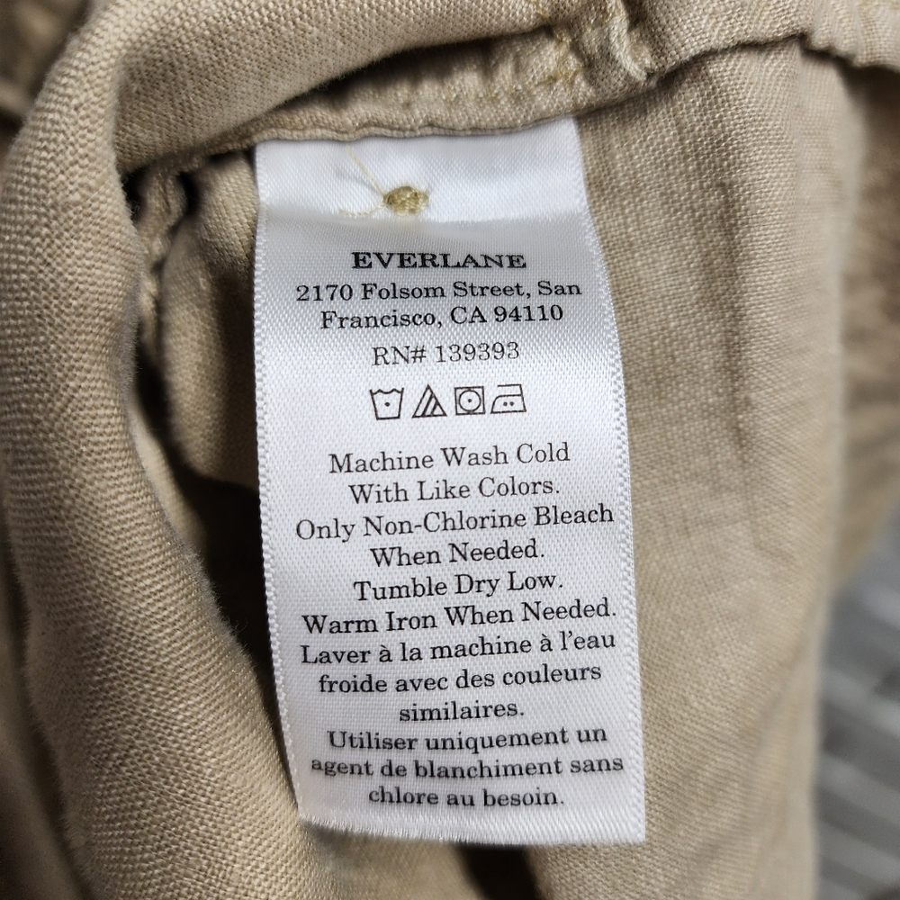 Everlane Linen Button Down Collared Neutral Dress - Picture 5 of 8
